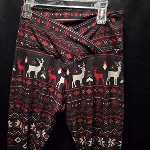 Sissycos Christmas Reindeer Snowflake Fair Isle Buttery Soft Leggings Size M
